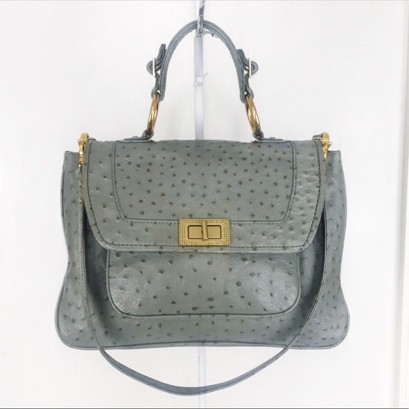 REBECCA MINKOFF Ostrich Embossed Leather Satchel - Picture 2 of 8